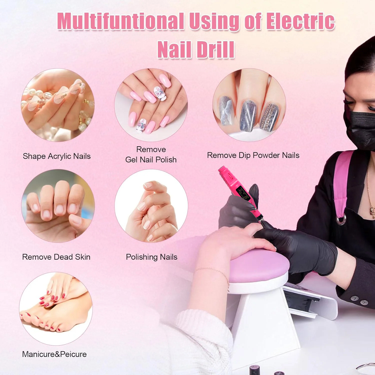 Electric Nail Sander Set Nail Drill Machine Grinding Equipment Milling Cutter For Manicure Pedicure Strong Polishing Tools