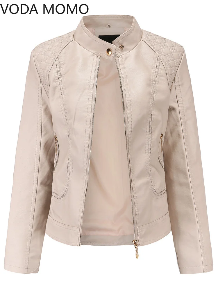 Élégant col montant des femmes veste solide 2022 femme tridimensionnel motif manteau S-4XL nouveau Pu Faux cuir veste femmes