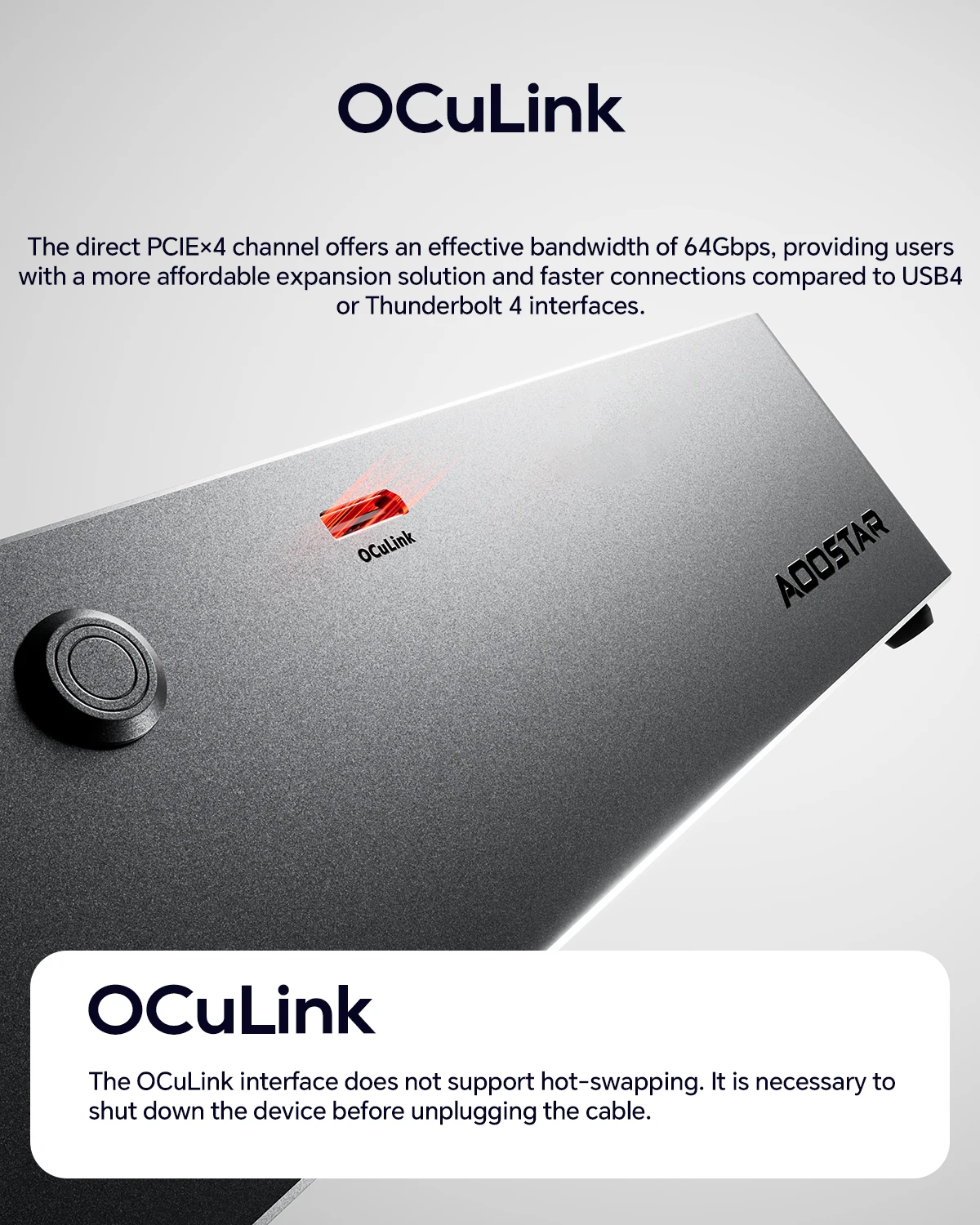 AOOSTAR AG01 External Graphics Card Dock with OCulink Port Built-in Huntkey 800W Power Supply for Gaming PC EGPU Docking Station
