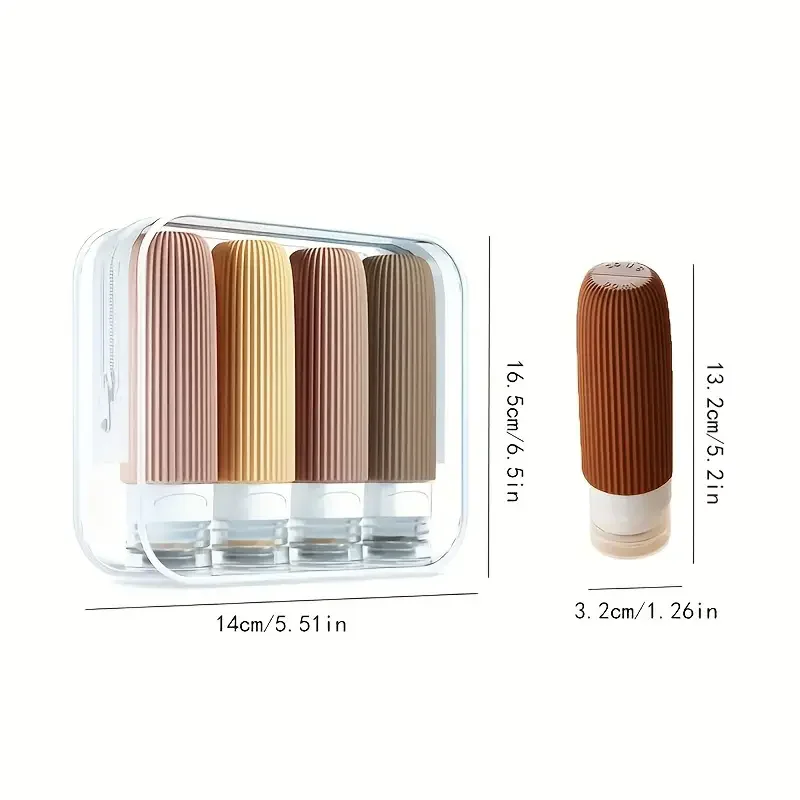 4pcs 90ML Silicone Travel Bottles Accessories Portable BPA Free Leak Proof Squeezable Size Containers Travel Essentials Sets