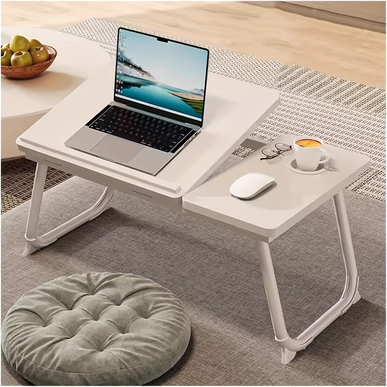Portable Bed/Sofa Table, Sofa Tray, Home Desk, Breakfast Tray with Cup Holder, Bedside Laptop Stand, Foldable Bed Table