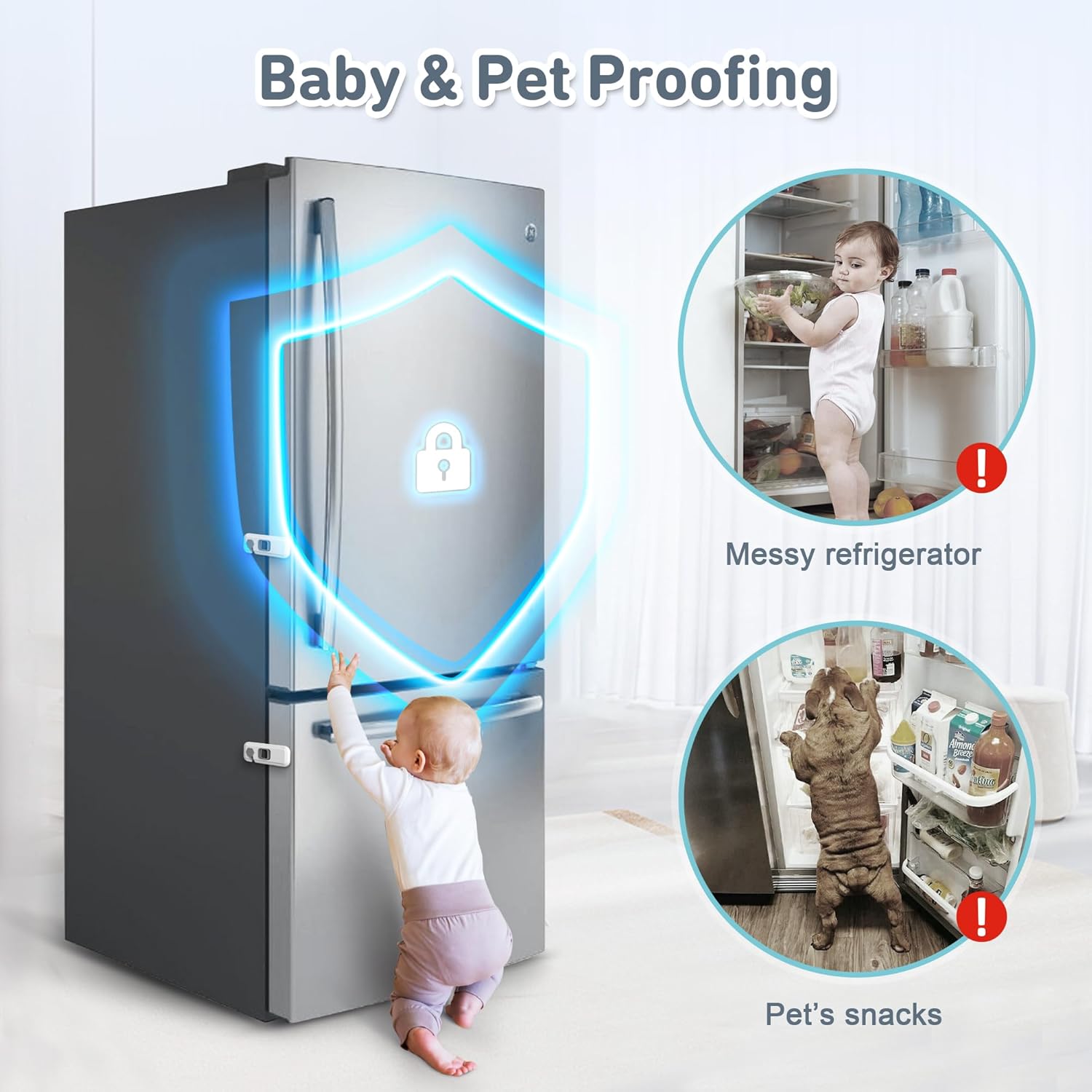 Zamki do lodówki zabezpieczające przed dziećmi, zamki do lodówki dla bezpieczeństwa dzieci, zatrzaski do drzwi zamrażarki z klejem 3M dla niemowląt