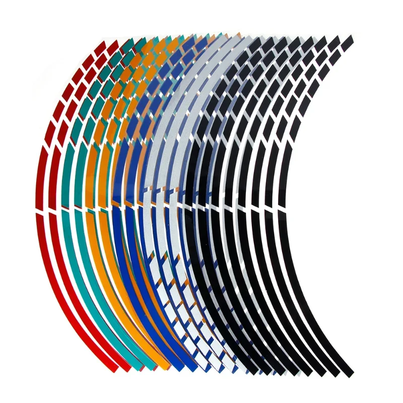 16 Uds. Calcomanías para neumáticos de coche y motocicleta, tiras embellecedoras, pegatina reflectante Universal para rueda de bicicleta, cinta impermeable para llanta de rueda de motocicleta de 17 "18"