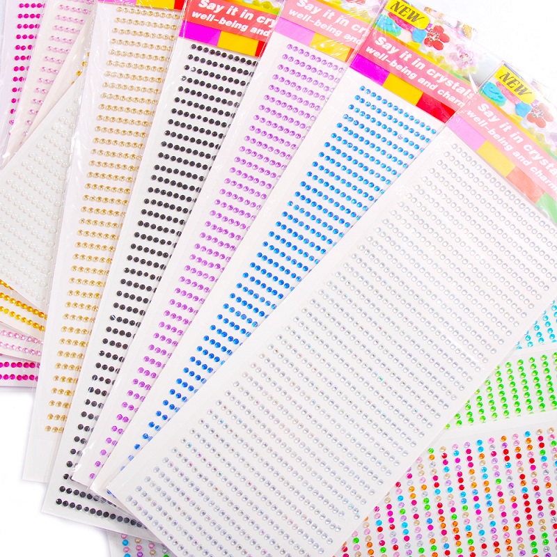 ใหม่ 3 มม.Rhinestones สําหรับแต่งหน้าคริสตัล Bright Face เครื่องประดับอัญมณีสติกเกอร์เด็กสติกเกอร์กาว Glitters สําหรับ Face