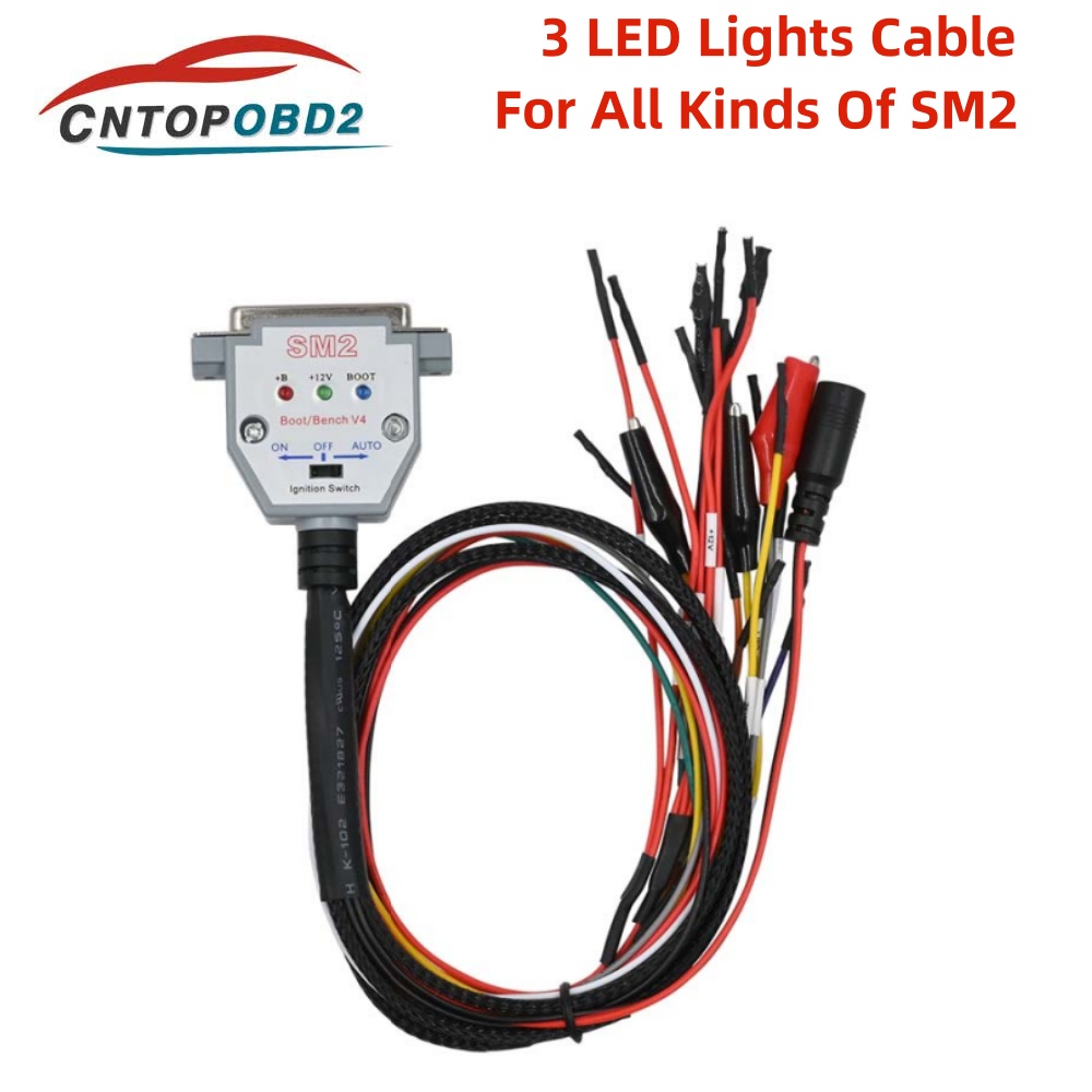 SM2 PRO J2534 Cable de 3 luces LED Cable de banco DB25 Cable de entrada ECU para VCI leer y escribir ECU BATT VCC KLINE CAN-L CAN-H