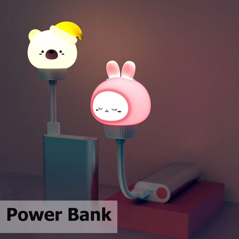 Lampka nocna USB LED Chlidren Cute Cartoon lampka nocna miś pisklę kotek pilot do dekoracja sypialni dziecka lampka nocna