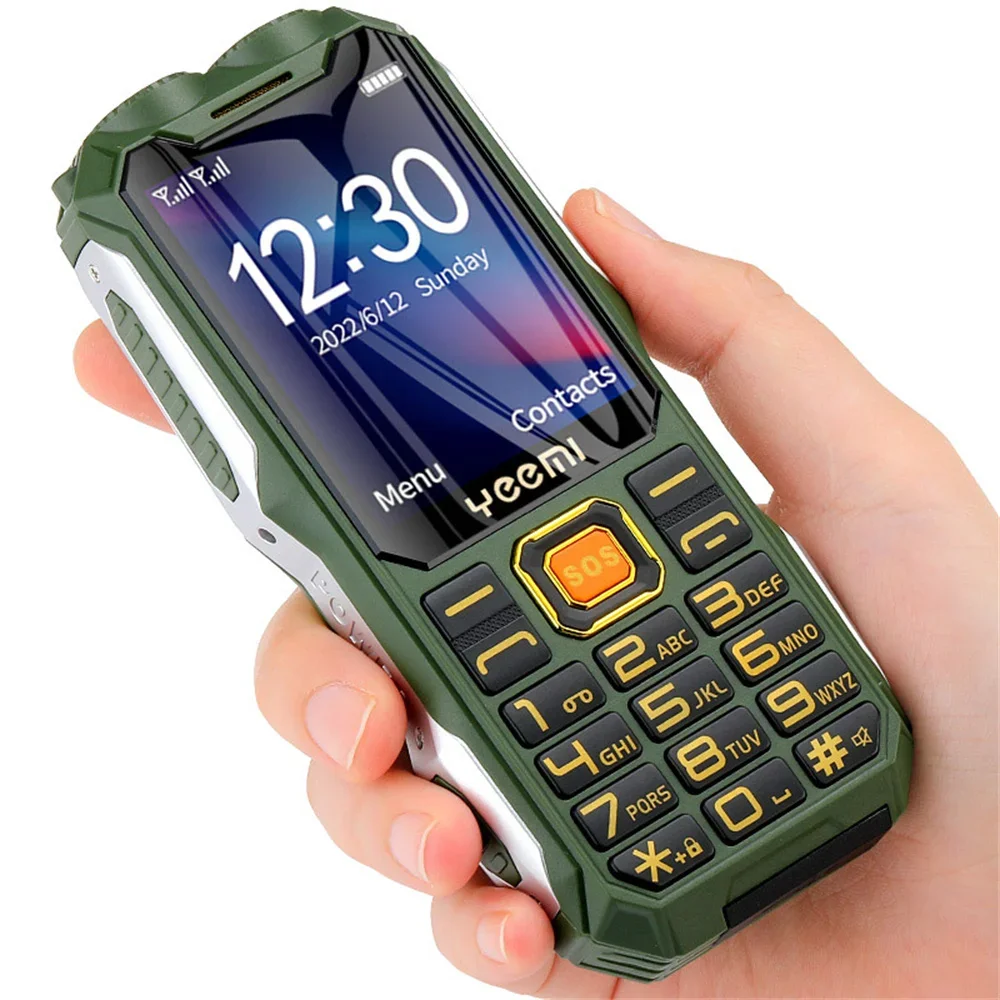 YeeMI Q8 Rugged Waterproof 4G Full Band Feature Phone 2.6Inch HD SOS Button Big Loudspeaker LED Light 16800mAh Battery Cellphone
