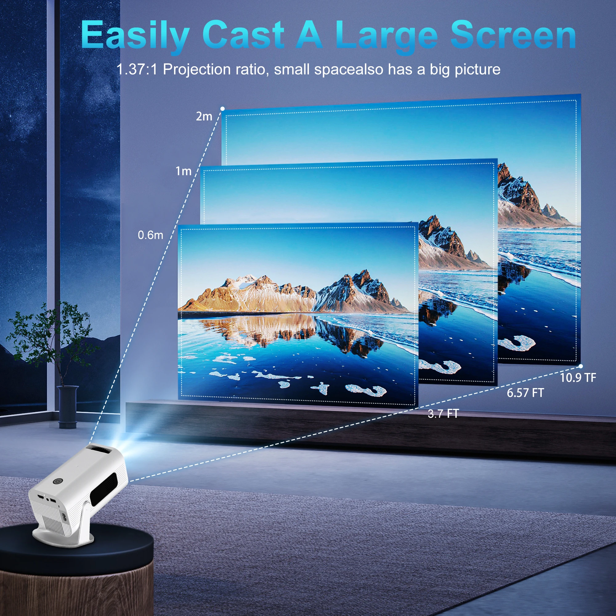 Salange P330W Mini Projetor Android 11 280 ANSI 4K 8K 1080P Wifi6 BT5.0 Projetor portátil de cinema em casa Android/IOS Video Theater
