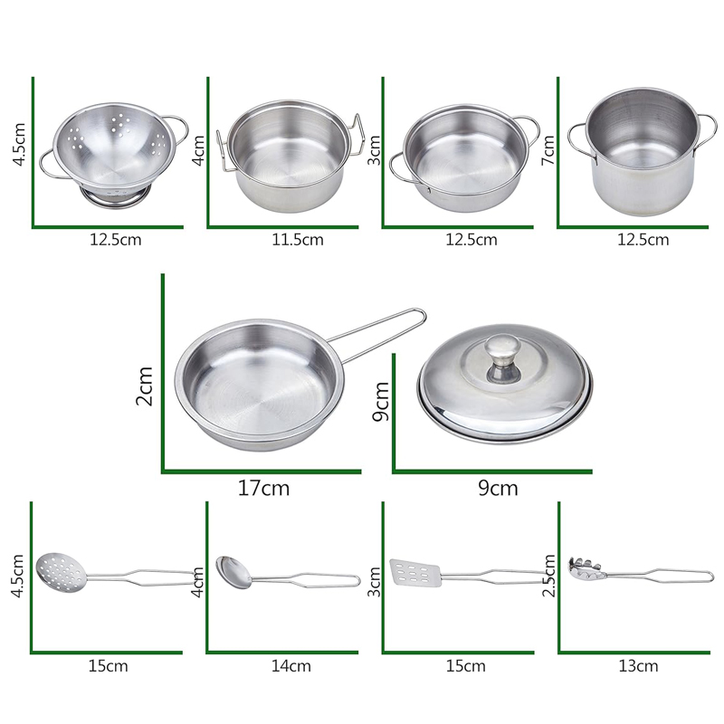 Gioca pentole e padelle giocattoli per bambini-set da gioco da cucina finta pentole Mini utensili da cucina in acciaio inossidabile giocattoli per lo sviluppo