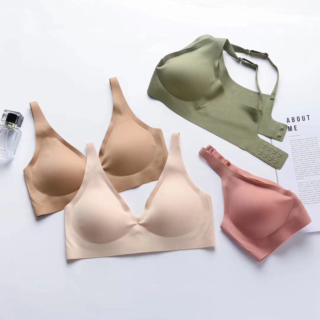 Intimo da donna senza cuciture con scollo a V, senza anello in acciaio, piccolo petto raccolto, reggiseno superiore sottile e confortevole regolabile
