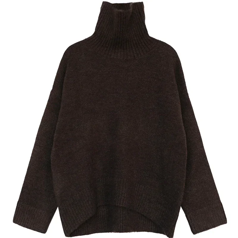 CHIC VENเสื้อกันหนาวผู้หญิงฤดูใบไม้ร่วงฤดูหนาวใหม่คอเต่าถักPulloverเสื้อผ้าหลวมสําหรับผู้หญิงอบอุ่นBasicหญิงเสื้อ 2023