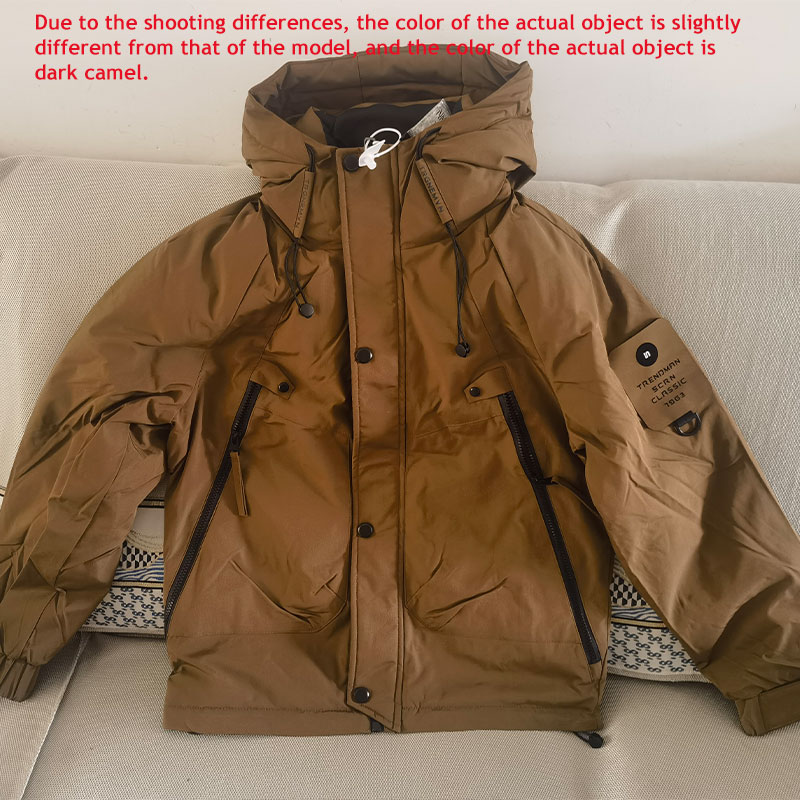 男性用の白いダックダウンウインドブレーカー、3つのプルーフジャケット、ゆったりとした厚い暖かいコート、屋外トレッキングスキーストームスーツ、旅行用アウター、秋と冬