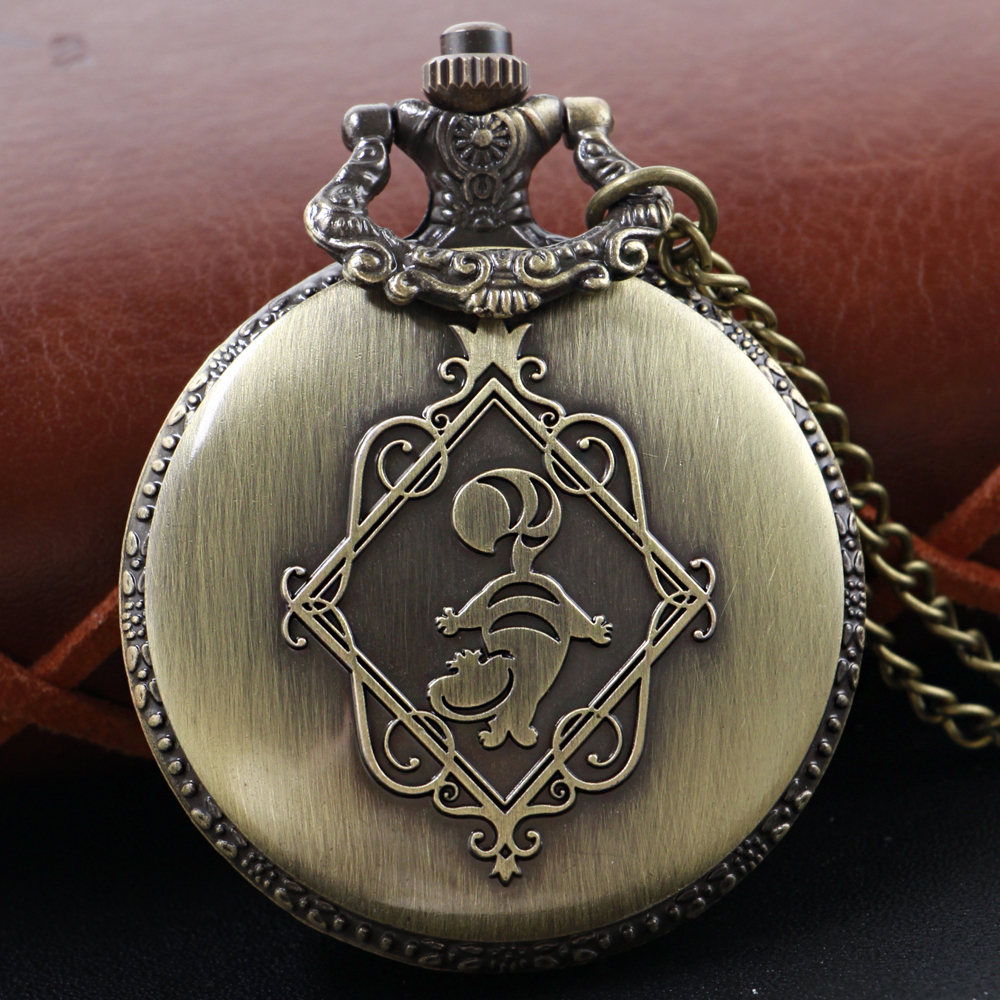 청동 동화 소녀 패턴 Steampunk 석영 주머니 시계 남성과 여성을위한 보편적 인 장식 보석 목걸이 선물
