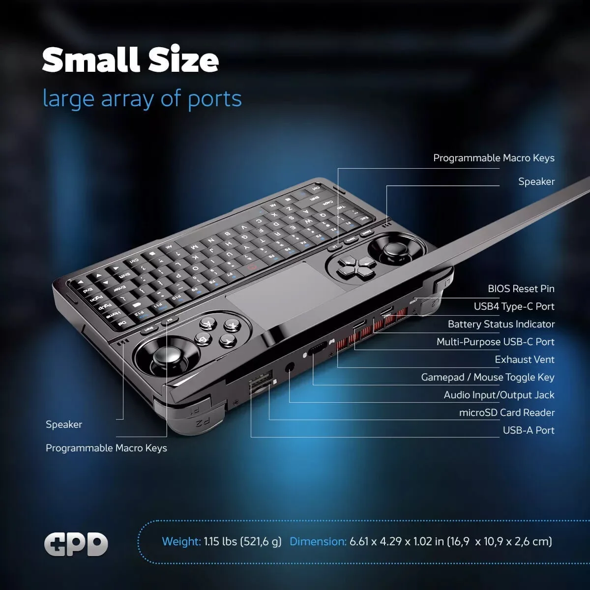 Mini ordinateur portable de jeu de poche d'origine, 2025 GPD P1, déterminer 7-Zoll-délibérément-Playsulfate Konsole AMD AI 9 HXsuspec/ AI 9 365