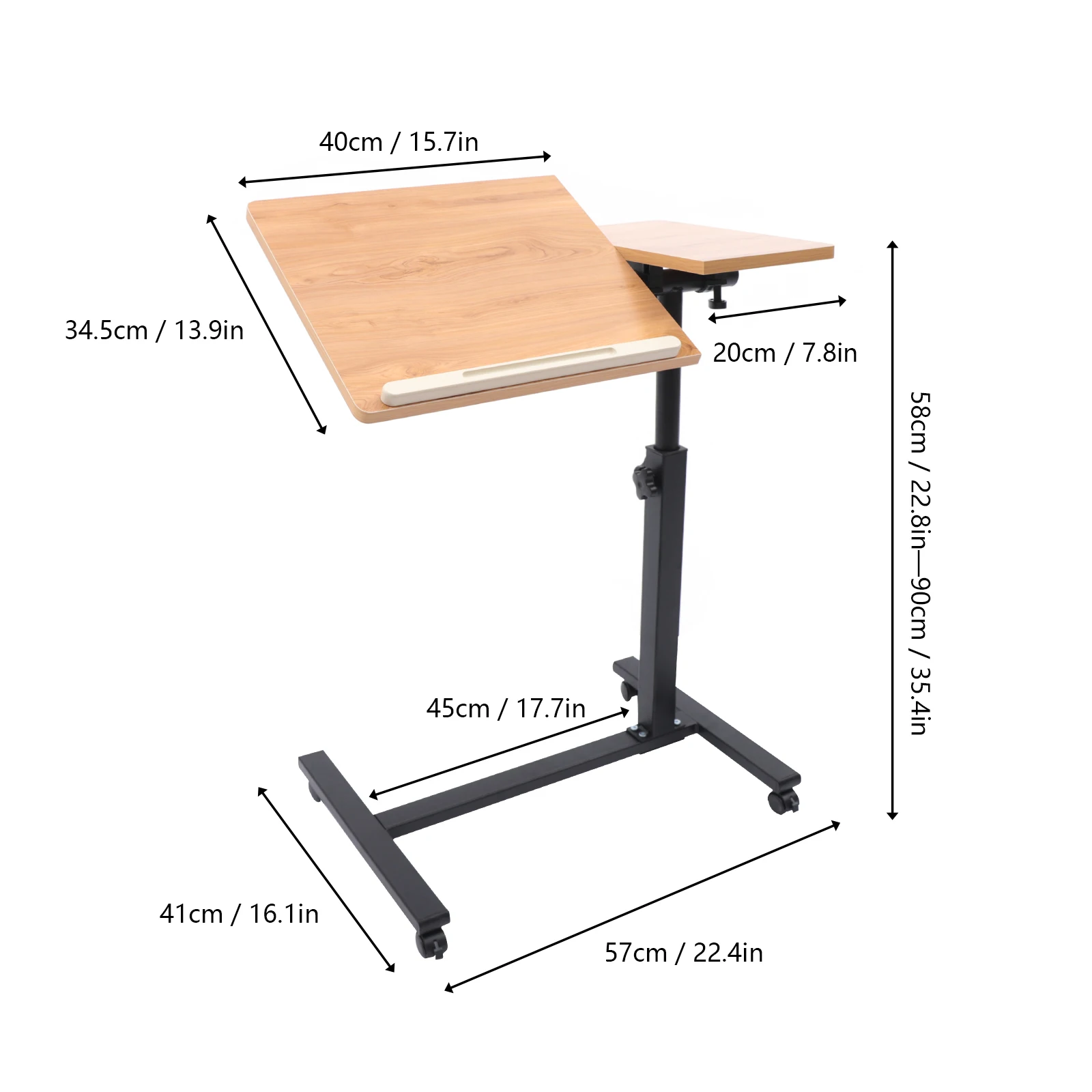 Laptop Desk Adjustable Home Office Laptop Desk Rolling Adjustable 360° Rotation Computer Mobile Stand