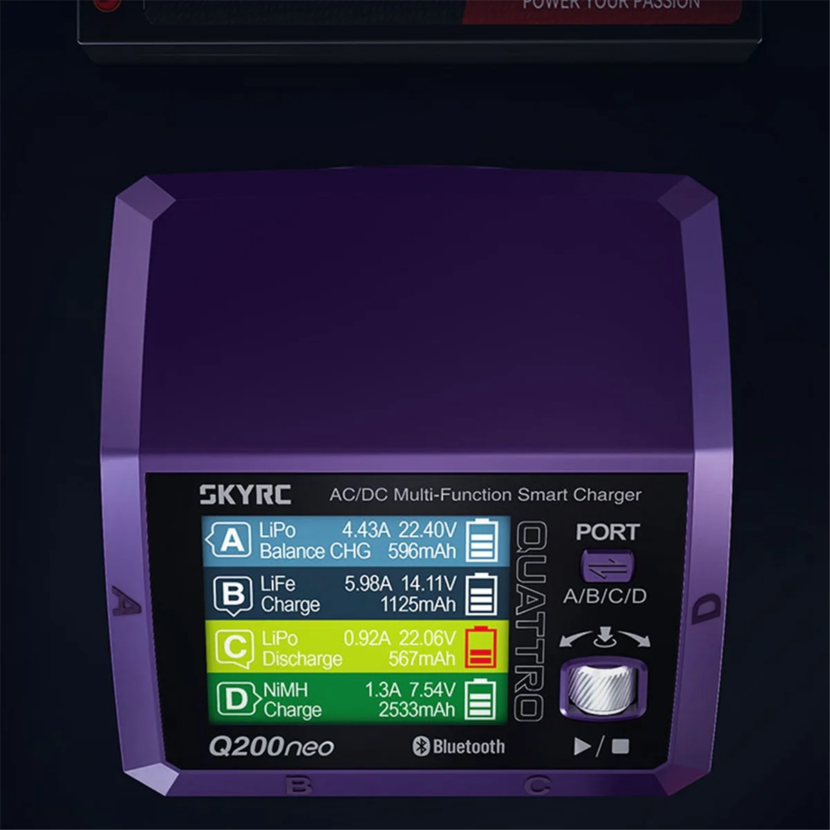 Pengisi Daya T06C-SkyRC Q200neo AC 200W DC 400W 10A 4 Port Output AC/DC Pelepasan Pengisi Daya Seimbang Pintar untuk 1-6S LiPo 20W PD3.0,US