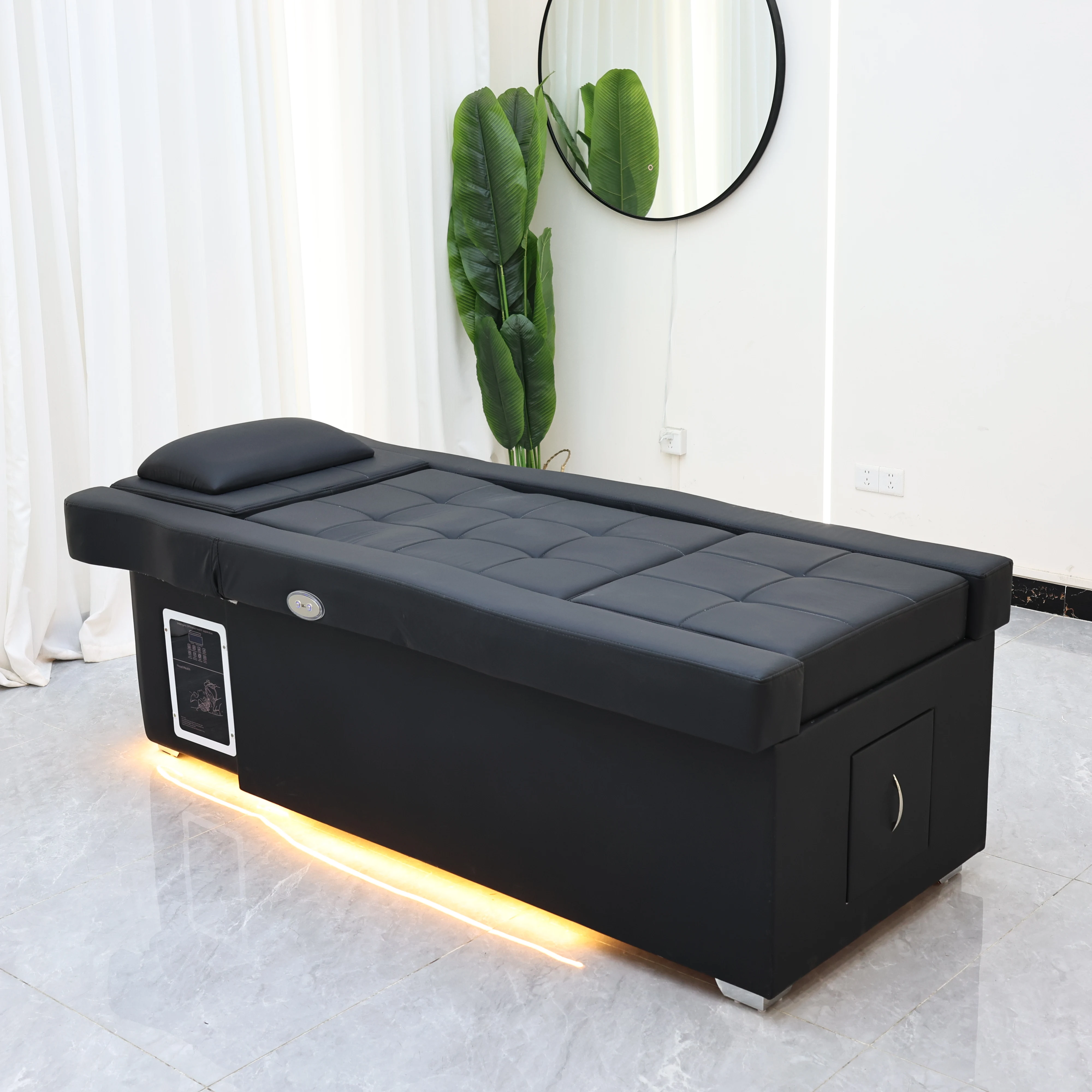 XinSheng Lettino per shampoo elettrico con sollevamento regolabile Lettino da massaggio Lettino da massaggio SPA per salone all-in-one con lavabo per capelli e pediluvio