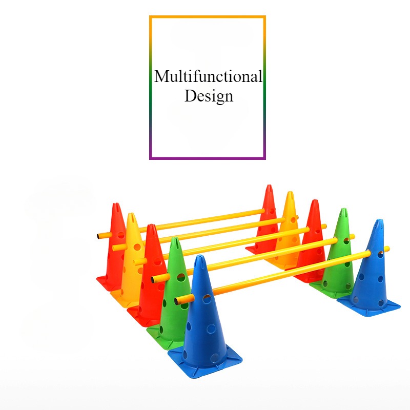 4 ชิ้นฟุตบอลบาสเกตบอลการฝึกอบรมชุดป้ายถังเสา Barrier Cones ถังฟุตบอลการฝึกอบรม Marker Pole Barricade อุปกรณ์