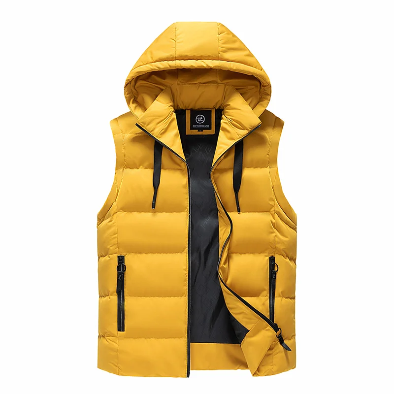 Colete com capuz à prova de vento pescoço calor prático usar design simples cor sólida moda estilo multiuso tecido casaco confortável