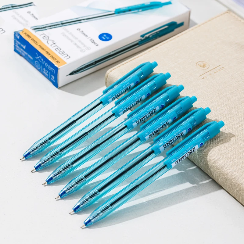 DELI ปากกาลูกลื่น 0.7 มม.ปากกา 12 ชิ้น/กล่อง Smoothing Writing ความหนืดต่ําหมึกการเขียนปากกาสํานักงานเครื่องเขียน