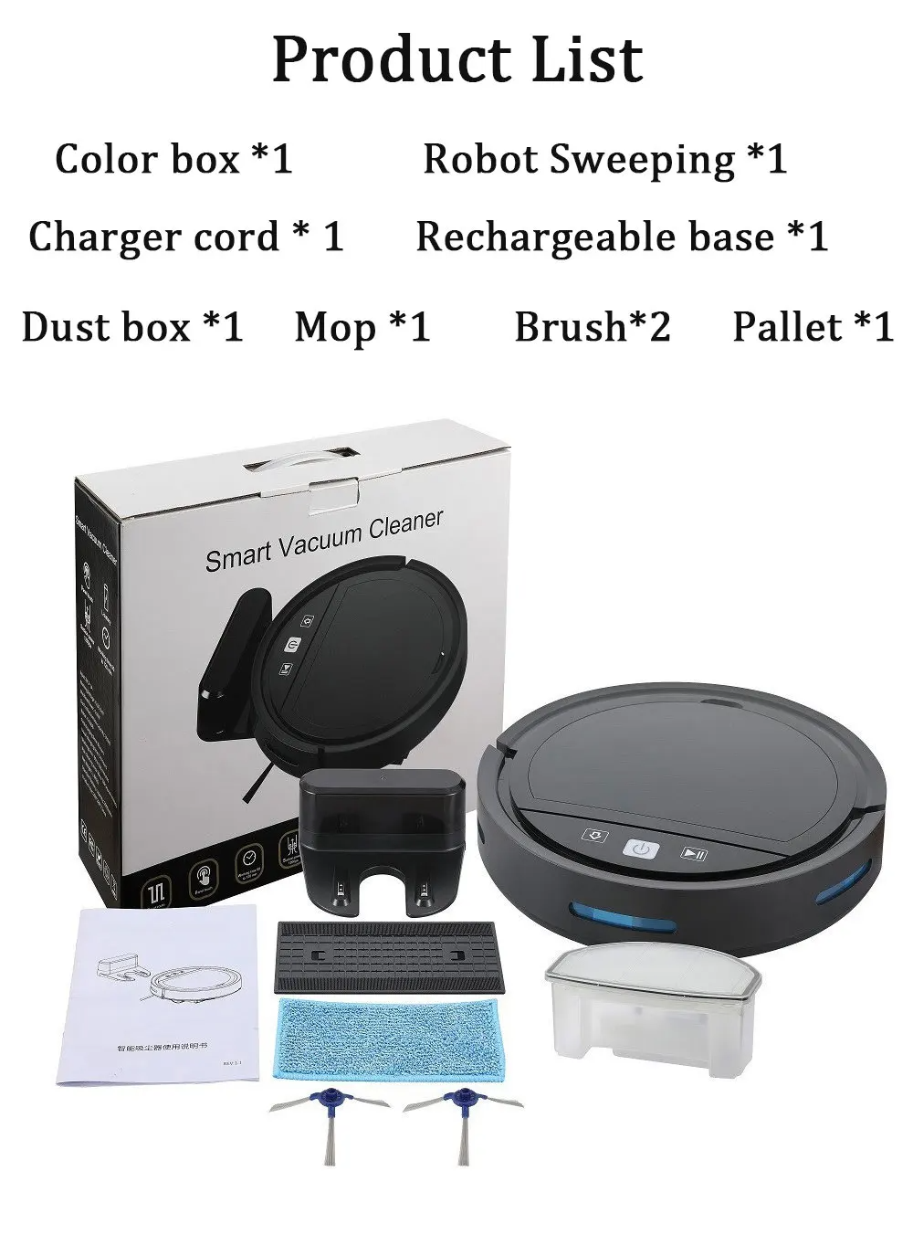 Robot aspirador 2500PA, Control remoto inteligente, inalámbrico, recarga automática, aparato de limpieza y barrido de suelo, aspirador para el hogar