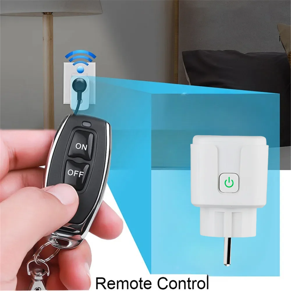 Interruptor de Control remoto inalámbrico de 433Mhz AC220V 15A EU FR enchufe estándar enchufe eléctrico tomas de corriente para luz de hogar inteligente