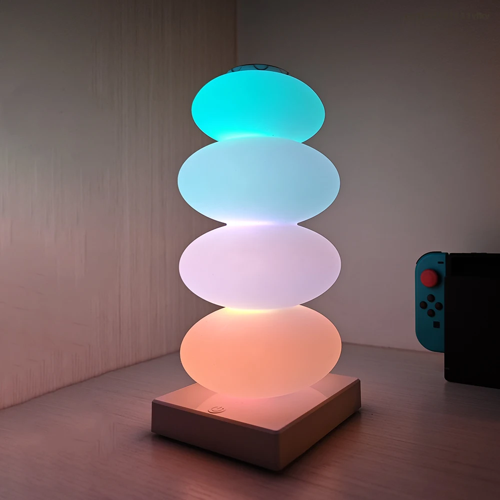 Mesita de noche para dormitorio, luz decorativa DIY, lámpara de mesa que cambia de color RGB, luz LED de 16 colores, Interruptor táctil, luz de paso múltiple