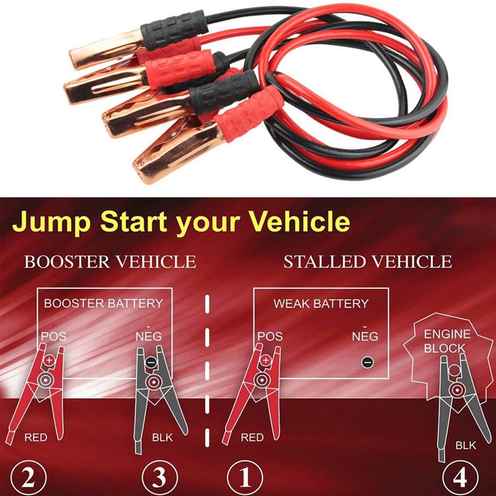 สายจัมเปอร์สําหรับรถยนต์แบตเตอรี่ Heavy Duty ยานยนต์ Booster สายฉุกเฉิน Jump Starter Leads Double-ended พร้อม Clamps คลิป