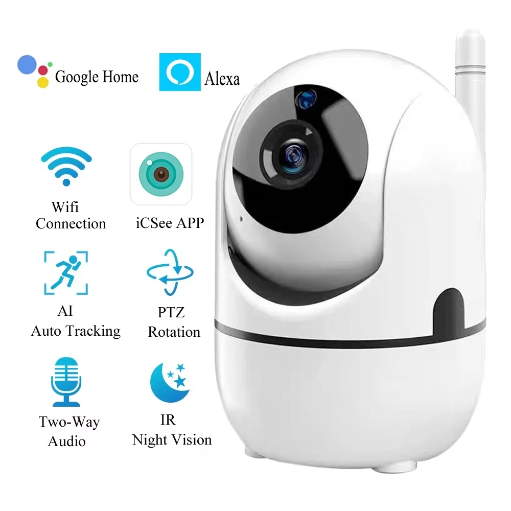 Cámara de seguridad ICSEE Wifi de 4MP, cámara de vigilancia interior, Audio bidireccional, detección de movimiento, seguimiento automático, Monitor de bebé, cámara de vídeo