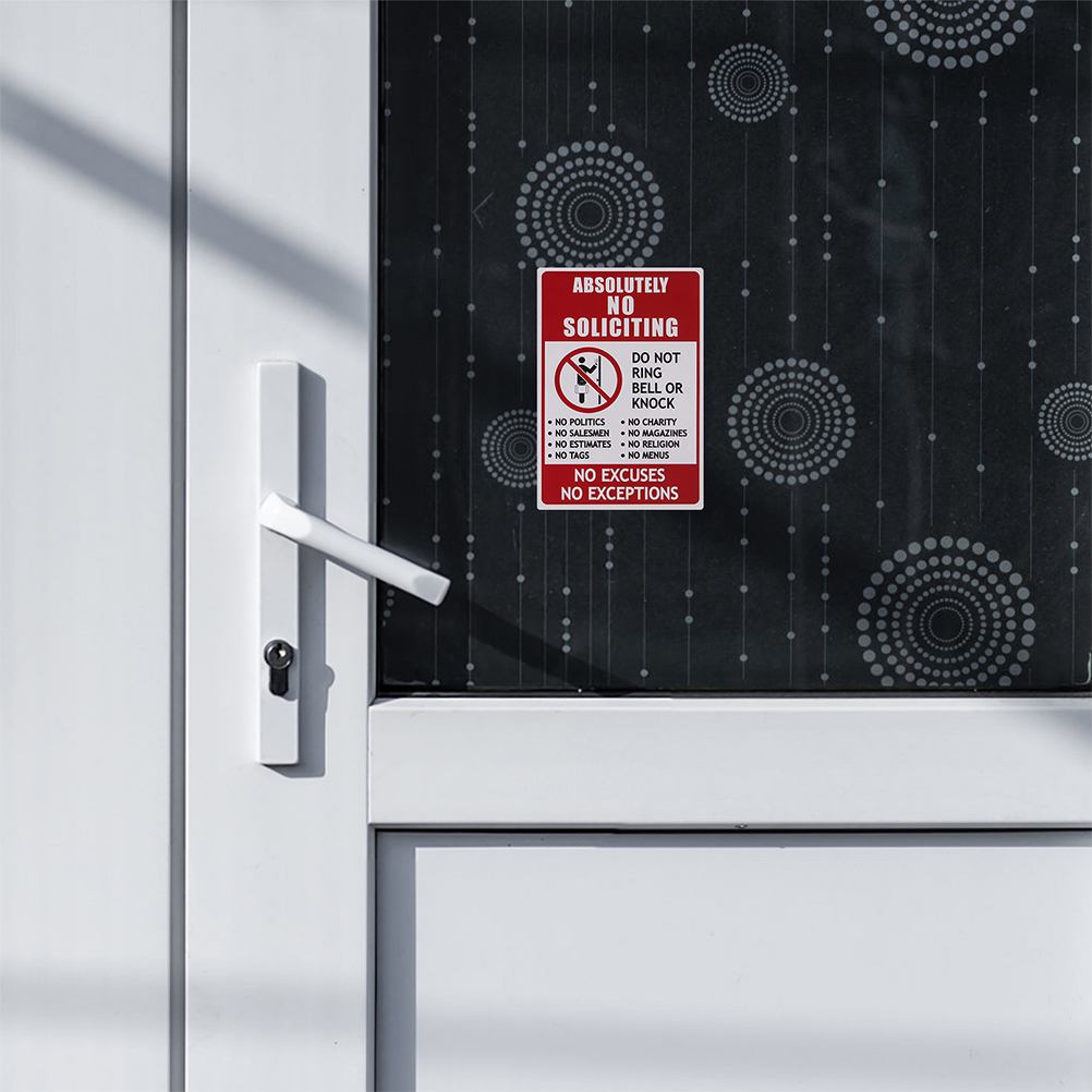 4 Pcs No Entry Sticker Stickers Funny Soliciting Sign Solicitation Doorbell Cover Absolutely Pvc Self-adhesive