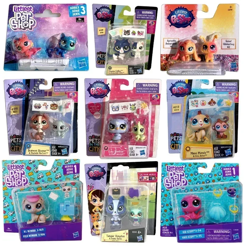 Hasbro-muñeco de tienda de mascotas Littlest Original, figura de acción de Animal bonito, modelo de mascota de ojos grandes, juguete de colección, regalo de cumpleaños para niños