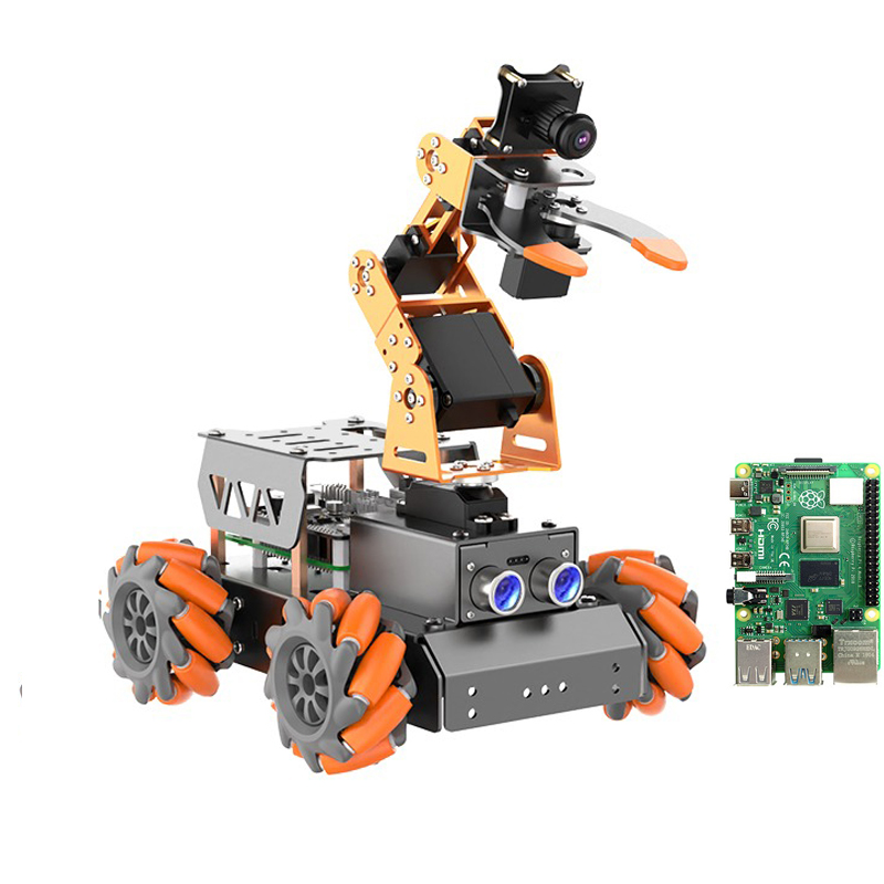 4WD Mecanum ล้อหุ่นยนต์รถกล้อง Claw 4 Dof แขนหุ่นยนต์สําหรับ Raspberry Pi 4B หุ่นยนต์ DIY ชุดเปิด AI Python Starter Kit