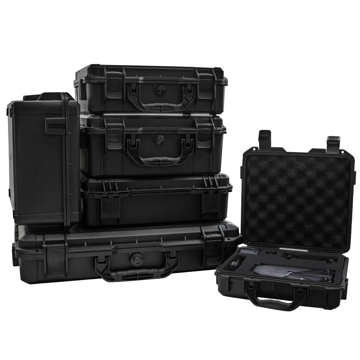 Waterproof and Durable Black Camera/tool Suitcase, Customizable Foam Interior, Portable, Safe Storage Case, Shock Resistant Case