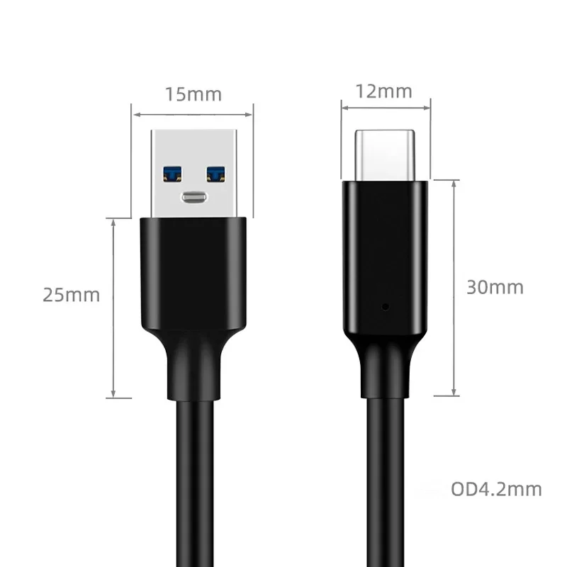 Cable USB3.2 de 10Gbps tipo a a USB C 3,1/3,2 Gen2 Cable de transferencia de datos para disco duro SSD 3A 60W QC 3,0 adaptador USB C de carga rápida