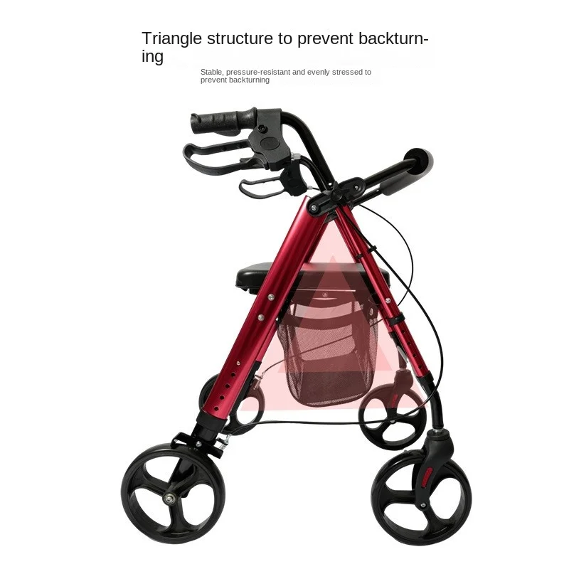 Carrinho de compras de liga de alumínio para idosos carrinho de compras scooter walker com carro familiar multifuncional de quatro rodas