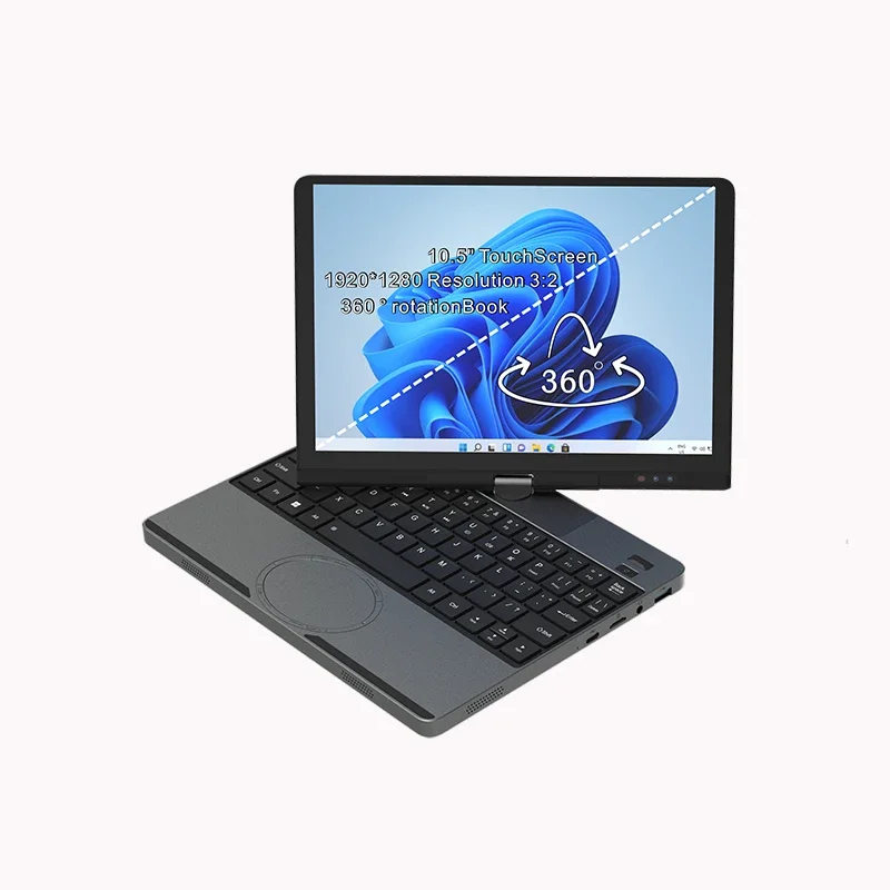 Nuevo Mini portátil con pantalla táctil TP de 10,5 pulgadas Intel N150 MAX 32GB DDR4 2TB SSD la pantalla gira 360 °   Computadora portátil para juegos de oficina