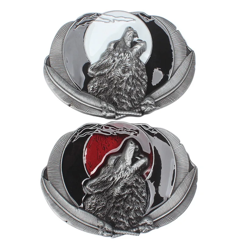 Lobo cabeça cinto fivela, materiais de liga, lobo, rei, imagens animais, punk, estilo besta