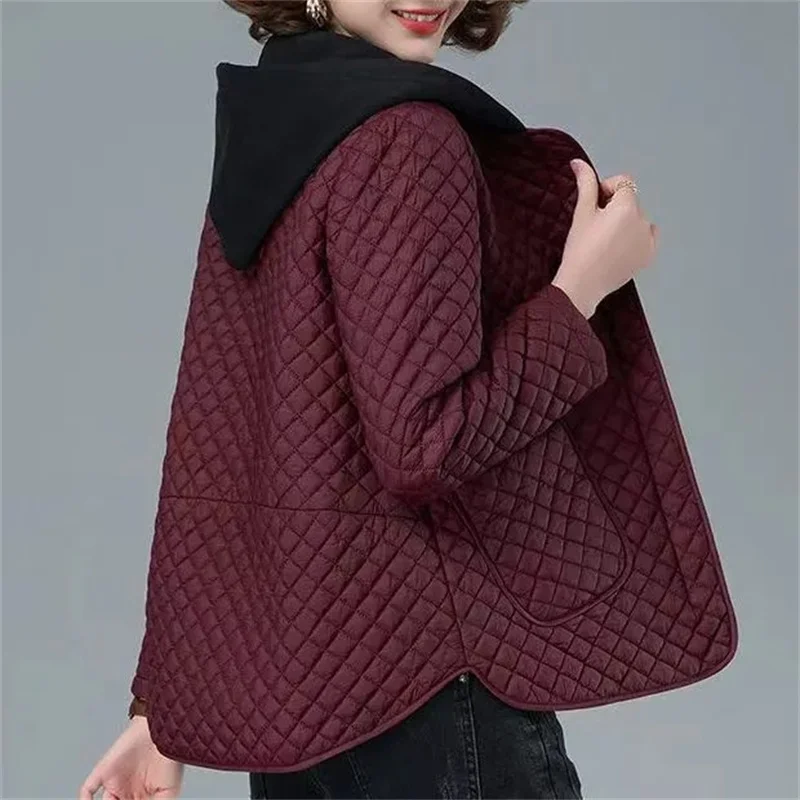 Veste matelassurera en coton léger pour femme, manteau à capuche, mode coréenne, moyen âge, décontracté, automne, hiver, nouveau