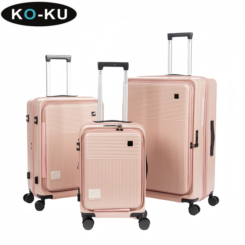 KO-KU gepäck 3 Stück Koffer wagen 20 Zoll Front öffnung Deckel Boarding Box Passwort Universal rad erweiterbarer Koffer