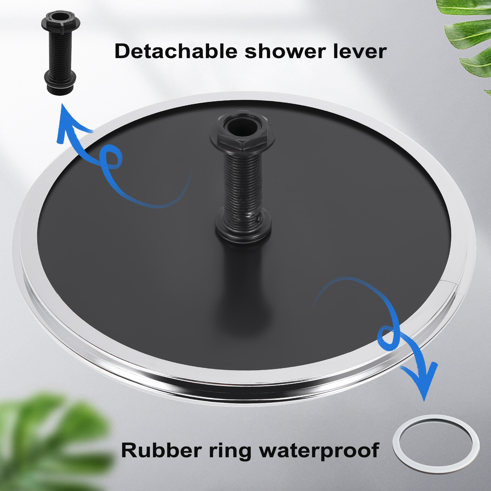 Boquilla de cabezal de techo de ducha superior, accesorios de cabina, forma redonda de plástico, 25Cm, 1 Uds.