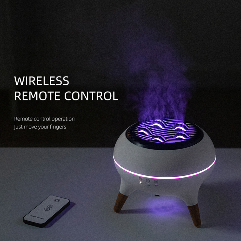 Flame Air Humidifier Dynamic Jellyfish Aroma Diffuser with Colorful Gradient Ambient Lights Remote Control Aromatherapy Diffuser