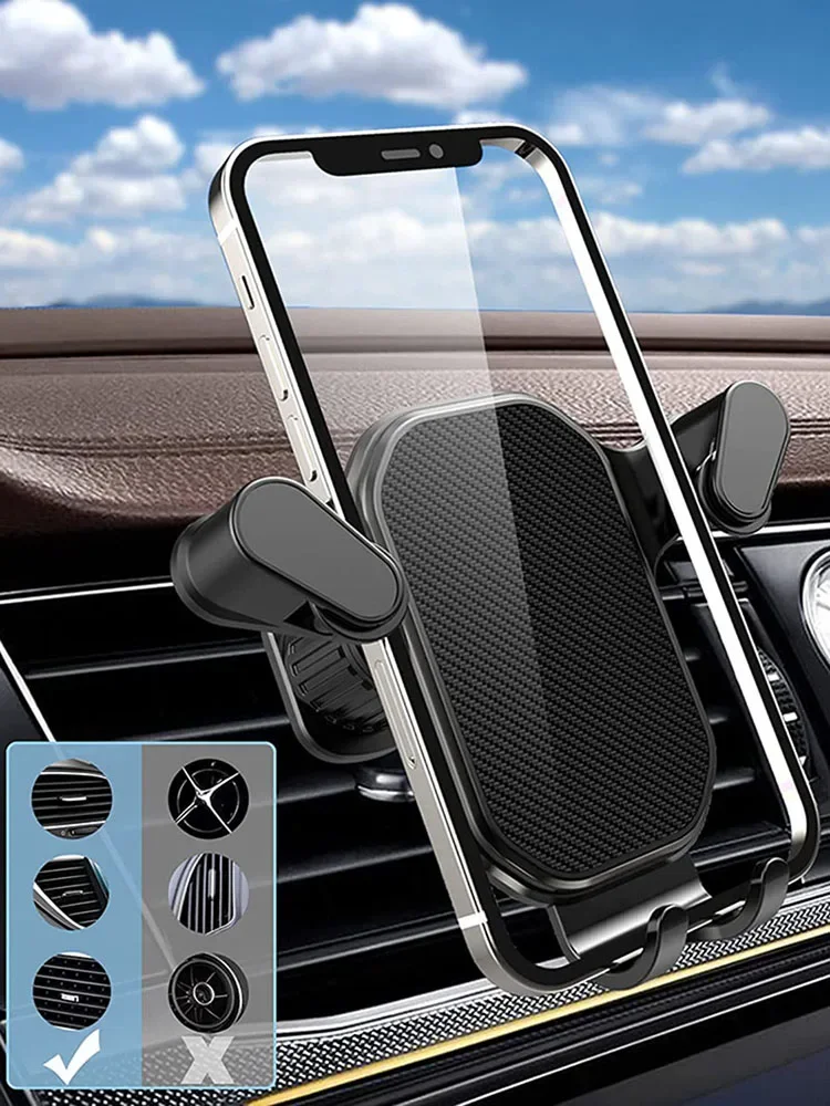 Car Air Vent Clip Mount Hook Gravity Car Phone Holder Smartphone GPS Holder Mobile Bracket Support For IPhone 15 14 13 12 Xiaomi
