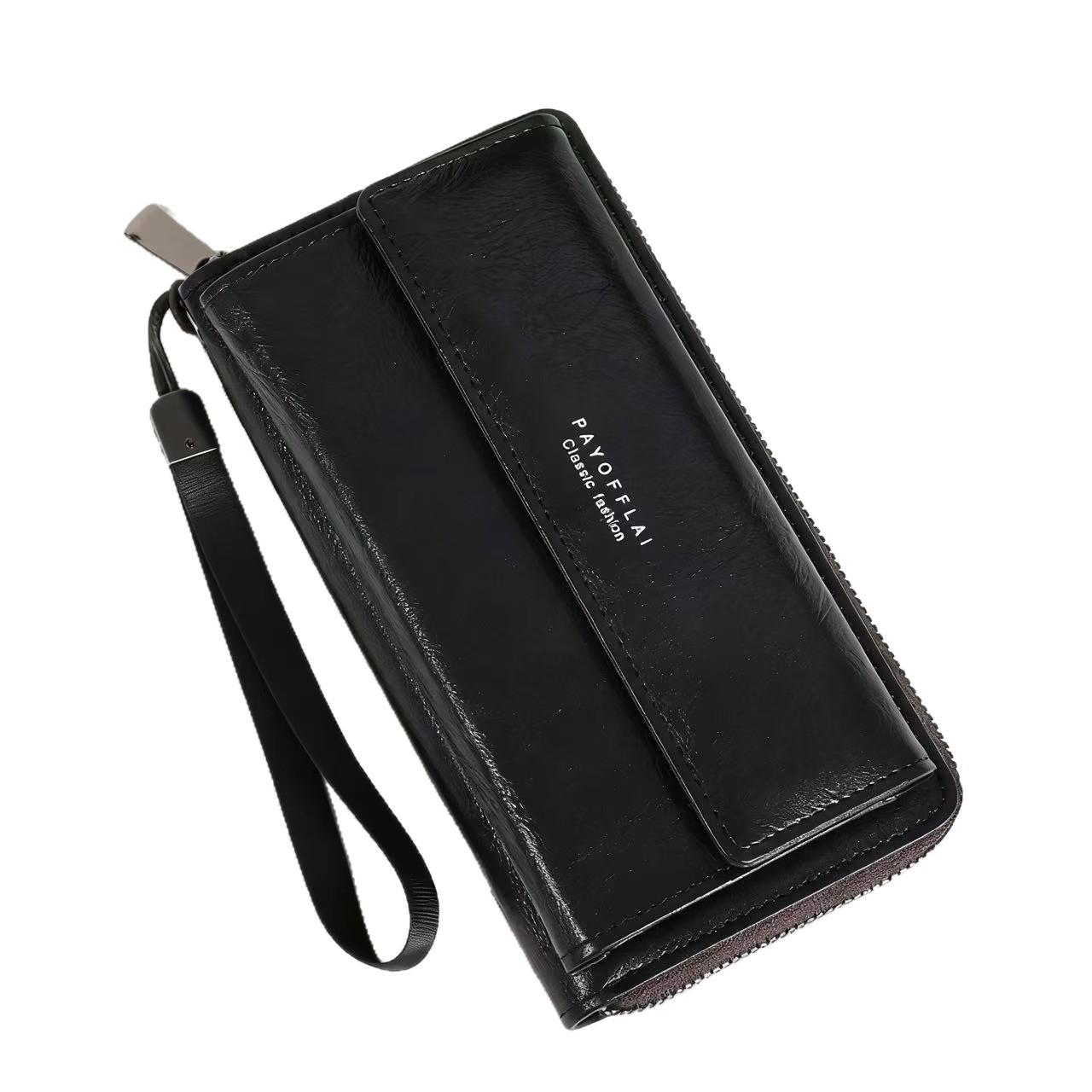 Men's PU Zipper Handbag Large Capacity Long Wallet Clutch Bag Phone Bag Multi Card Card Holder Coin Purse Wallet Double Layer