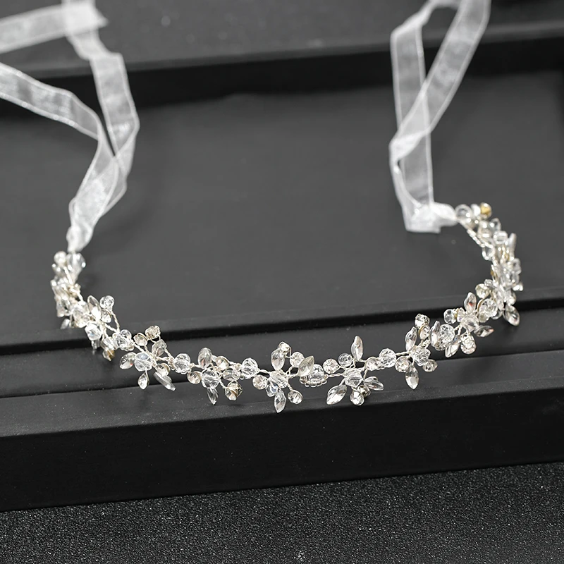Fasce per capelli da sposa da donna color argento fatte a mano Fasce per capelli con strass di cristallo Accessori per capelli da sposa Viti Party