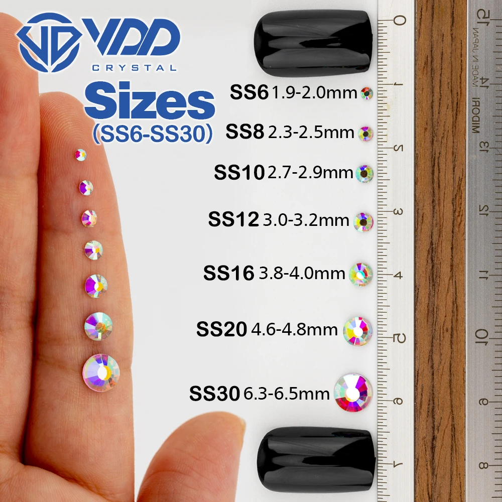 VDD SS6-SS30 AAAAA Chất Lượng Hàng Đầu Kính Pha Lê Không Hotfix Ren Flatback Lấp Lánh Đá Móng Tay Nghệ Thuật Trang Trí DIY Phụ Kiện