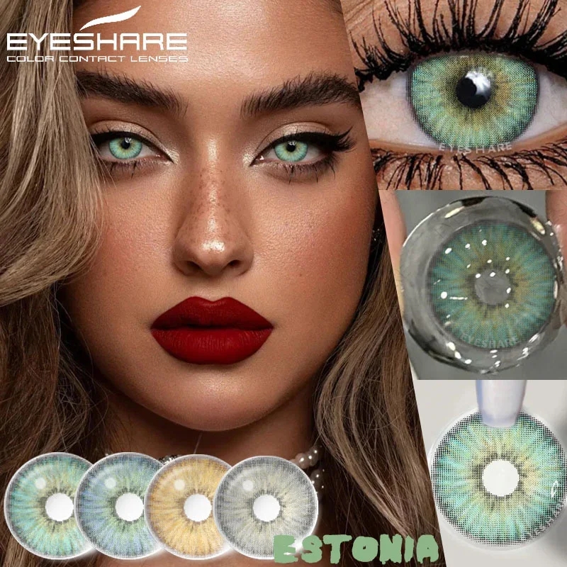 EYESHARE 1 par de lentes de contacto coloridas para ojos, lentes de ojos azules a la moda, lentes verdes, lentes de contacto grises para ojos, lentes de contacto anuales para ojos