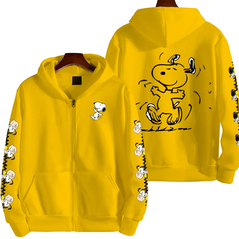 Sudadera con capucha con cremallera de otoño/invierno con dibujos animados de Peanut Snoopy para hombre, sudadera informal de calle para mujer, moda deportiva para parejas, Sudadera con capucha de talla grande