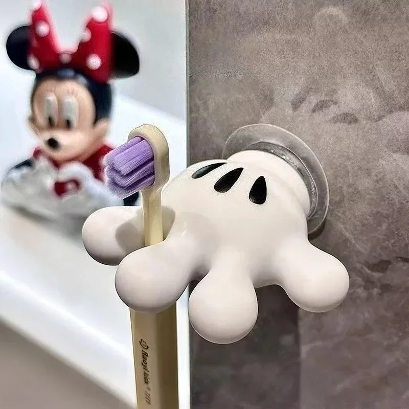 Toallero Simple de Mickey Palm de Disney para niños, soporte para colgar en la pared para cepillos de dientes, ganchos para pegar, estante de baño, organizador de regalo