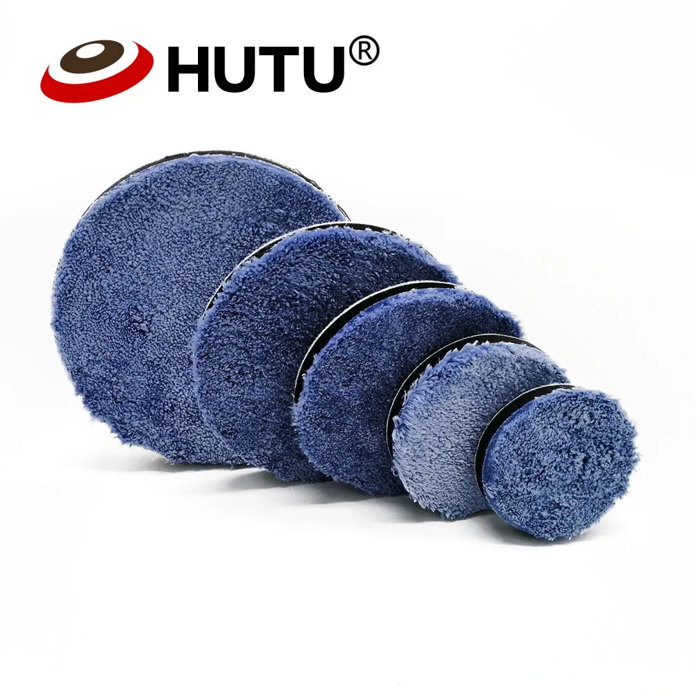 Almohadilla de pulido de microfibra HUTU de 3/4/5/6/7 pulgadas para pulido de carrocería de coches, ruedas de pulido de microfibra para pulidor de coche DA/RO