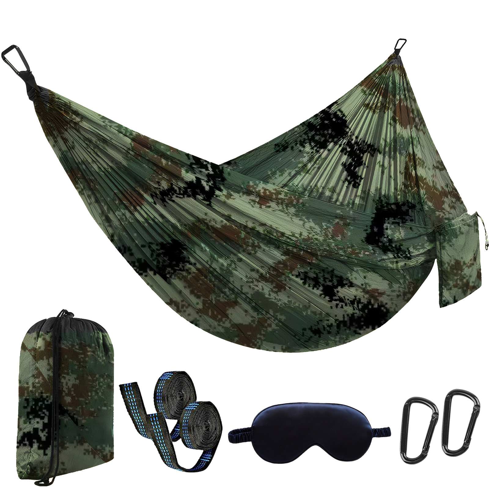 Hamaca para acampar y jardín al aire libre, 270x140cm, paracaídas ligero de nailon, columpio para viajes, senderismo, cama colgante portátil para dormir